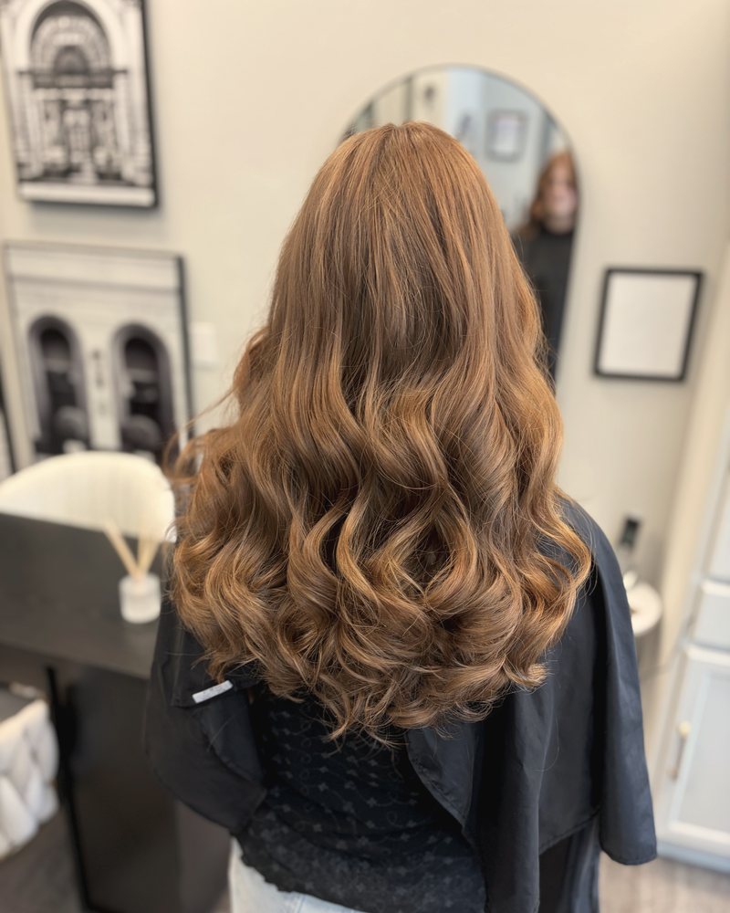 Long copper waves, styled after a color service